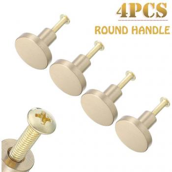 4Pcs Solid Brass Round Dresser Knobs