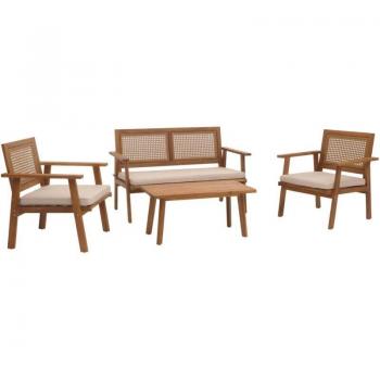 Set de jardin avec coussins crème
