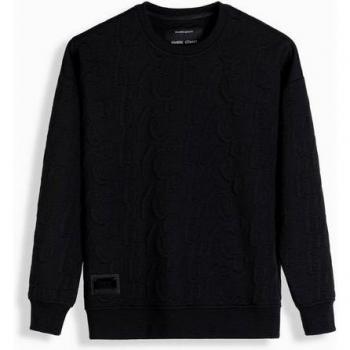 Ombré Mannen Luxe Sweatshirt met Uitgebreide Lettering – Zwart