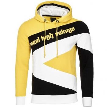 Rusty Neal „Color Block“ Kapuzenpullover – Gelb‑Schwarz, Herren, Größe XXL, Sport‑Look
