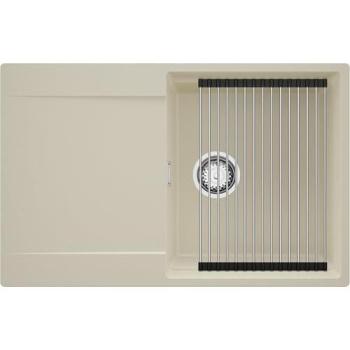Évier Cuisine Primagran 78x50 cm Granit Beige – Lavabo 1 Bac, Kit Vidage & Égouttoir