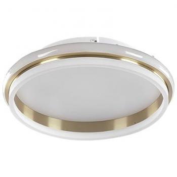 Suspension de plafond LED à anneau, finition métal blanc-doré, intégration moderne