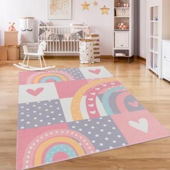 Paco Home Kinderteppich »Eliz 397«, rutschfest, Spielteppich, Regenbogen-Motiv mit Punkten & Herzen, rechteckig, 160x220 cm
