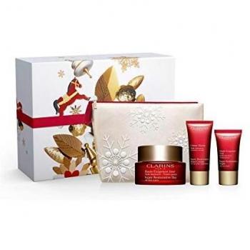 Clarins Super Restorative Collection: Day Cream 50ml + Night Cream 15ml + Hand Cream 30ml + Bag