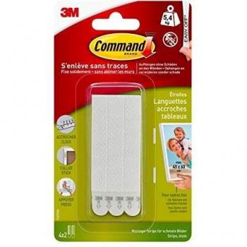 3M Command Picture Hanging Strips, Weight Capacity 5.4 kg, White, 4 Pack