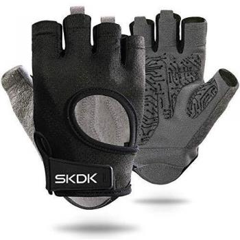 SKDK Bodybuilding Gloves with Wrist Support Belt (Black 61, XL)