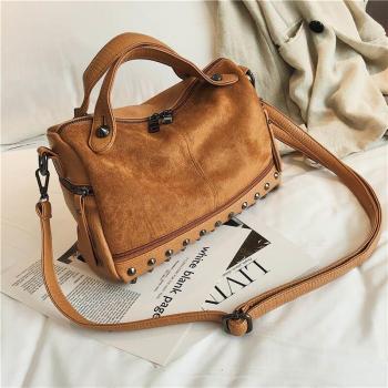 TTOU Women's Leather Tote with Rivets