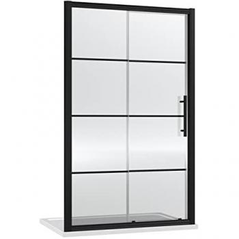 Apex Modern 1400mm Black Sliding Shower Door with 8mm Toughened Glass