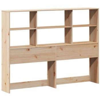Cabecero de cama con almacenaje madera maciza de pino 135 cm Marrón