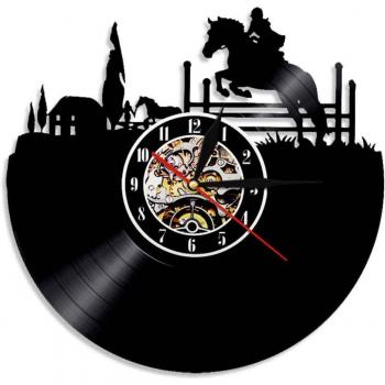 Luminous Horse Jump Wall Clock with Lamp