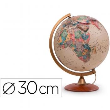 Globo terráqueo Nova Rico con luz, base de madera y meridiano plástico