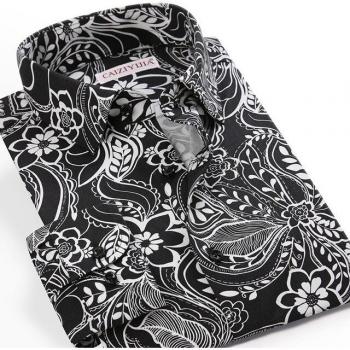 Chemise Hawaïenne Longue pour Hommes : Motif Floral, Poche sans Manches, Coupe Classique