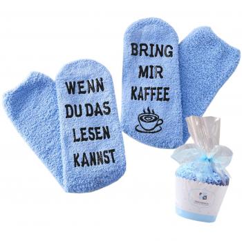 Witzige Socken für Frauen, Bring mir Kaffee, ideales Geschenk für Muttertag oder Geburtstag (Blau)