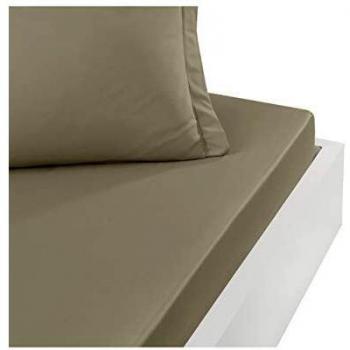 Drap Housse en Percale de Coton Taupe 200x200