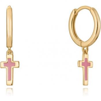 Pendientes de plata Viceroy con cruz de esmalte rosa