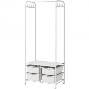 Estantería con Zapatero Homcom – Ruedas y 8 Ganchos, 4 Cestas para Zapatos – 63x37x153 cm