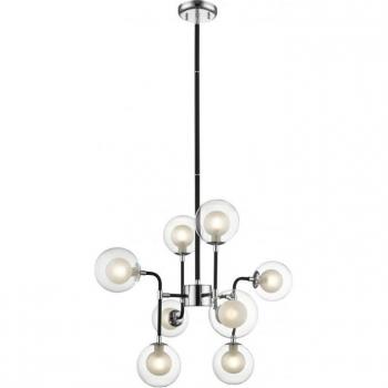 Sospensione Impex Remy 8 luce, finitura nera cromata