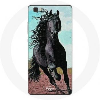 Huawei P8 Lite Case Zwart Fries Paard