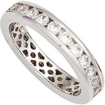 Edelstein-Glitter: JOBO Damenring in 925 Sterling Rhodiated Silver