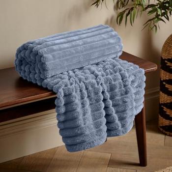 Catherine Lansfield Soft Touch Velvet Throw 130cm x 170cm Lansfield Blue