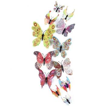 Décoration de chambre d'enfants, ensemble de 12 autocollants papillon 3D