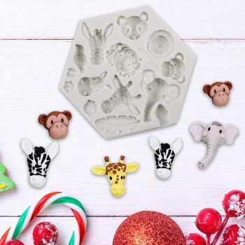 Silikonform für Kuchen Dschungel Wald Kaninchen Giraffe 3D