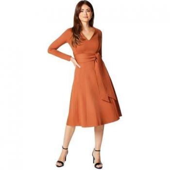 Principles Midikleid für Damen in Kastanienbraun mit Gürtel