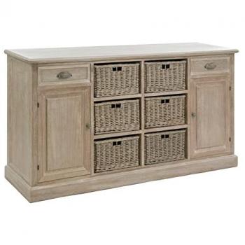 Mueble Buffet Hellin 2 Cajones 2 Puertas 6 Cestas de Mimbre L158 cm