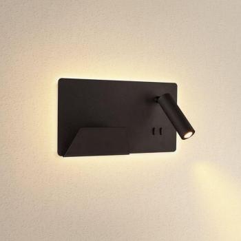 Applique Liseuse Somnila 13W Noir, LED 3000K, port USB, gauche