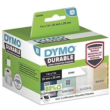 DYMO LabelWriter Durable Labels, White Poly, 25 x 25 mm, 2 Rolls of 850