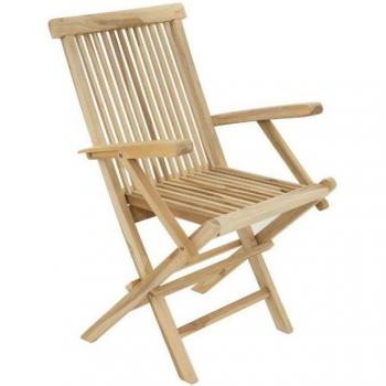 VCM Klappstuhl Set 4er Teak Gartenstuhl mit Armlehnen