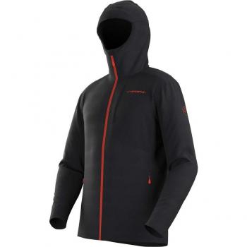 Chaqueta Deportiva Descender Storm con Capucha en Negro y Rojo L