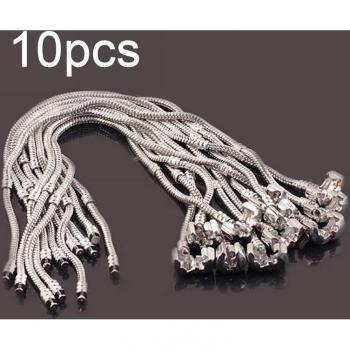 10pcs Snake Chain Bangle Bracelet for Women with Bead Charms
