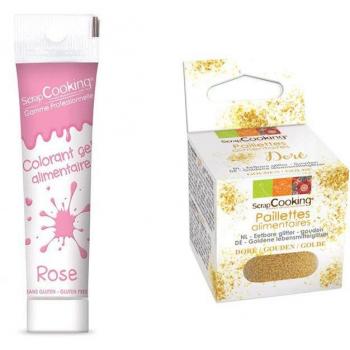 Gel rose avec paillettes dorées Scrapcooking