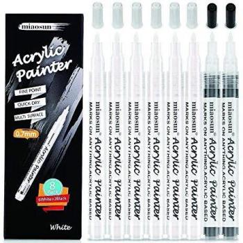 Ensemble de huit stylos marqueurs permanents 0,7 mm pour dessin sur roche, pierre, céramique, verre et bois