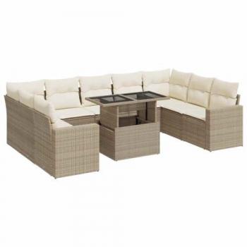 VidaXL Salon de jardin avec coussins 10 pcs beige résine tressée (3326379)