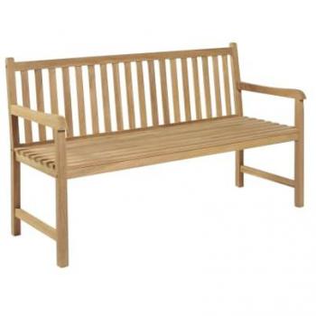 Gartenbank aus Teakholz mit blauer Kissenauflage 150 cm