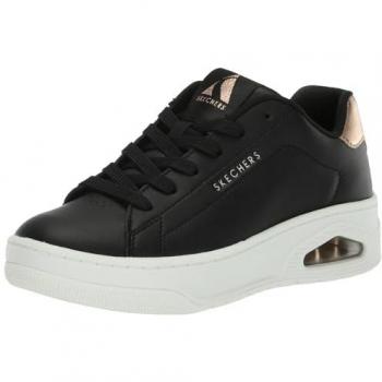 Skechers Uno Court Women's Black Leather/Rose Gold Sneakers