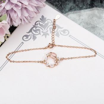 Sweet Zircon Pink Tulip Earrings and Rose Gold Necklace Set