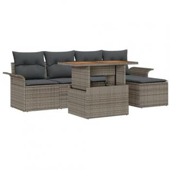 Sedia da Giardino con Cuscino – Kit 6 Pezzi Grigio