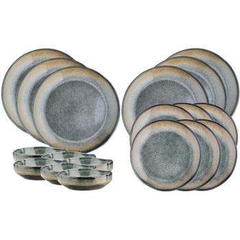 Set vaisselle 18 pièces en grès gris Björn