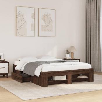VidaXL Engineered Wood Bed Frame 120x200 cm Brown Oak