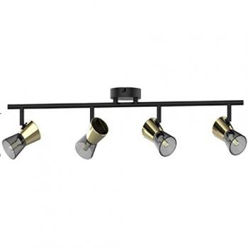 Barra Faretti Soffitto Zumaline, Nero Opaco e Oro, 4x G9
