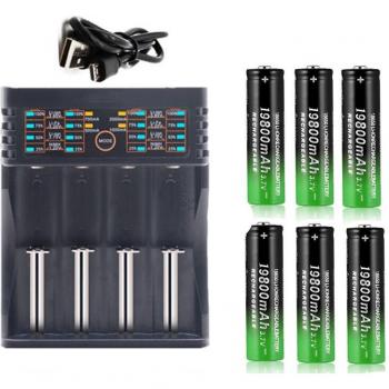 3.7V 18650 19800mAh Li-ion Battery with USB Charger for Flashlights