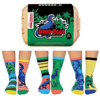 6 Pack Multicolour Dino Eggs Odd Socks for Boys