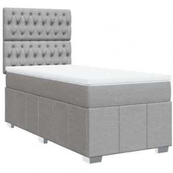 VidaXL Bett mit Boxspring und Matratze 90x190 cm Hellgrau