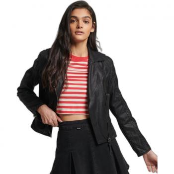 Superdry Chaqueta Negra Biker Vintage Coated