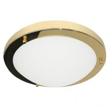 Forum Spa Delphi Large 2 x E14 Flush Ceiling Light | Polished Brass | Glass/Metal | 310mm