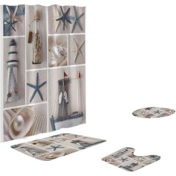 Tapis de Toilette et Rideau – Pack 4 Pièces Antidérapant