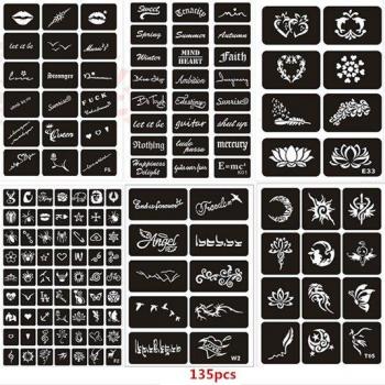 Butterfly & Letter Henna Stencils – Set of 135